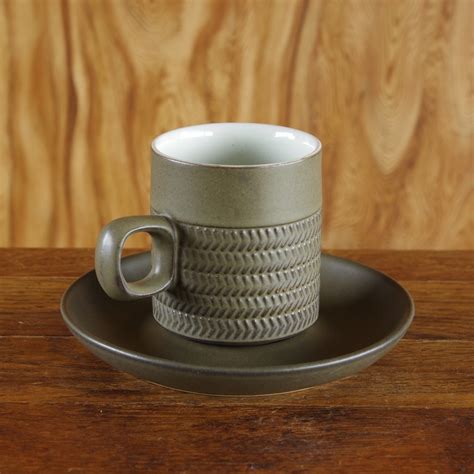 イギリス製ビンテージ食器 デンビー DENBY Chevron トールサイズ コーヒーカップ ソーサー #180611-1~4 アンティーク ...