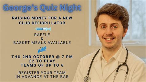 Georges Pub Quiz - Defibrillator Edition, Biggleswade Conservative Club ...