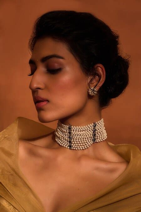 Buy Ivory Fresh Water Pearls Multi Layered Necklace by Tarun Tahiliani ...