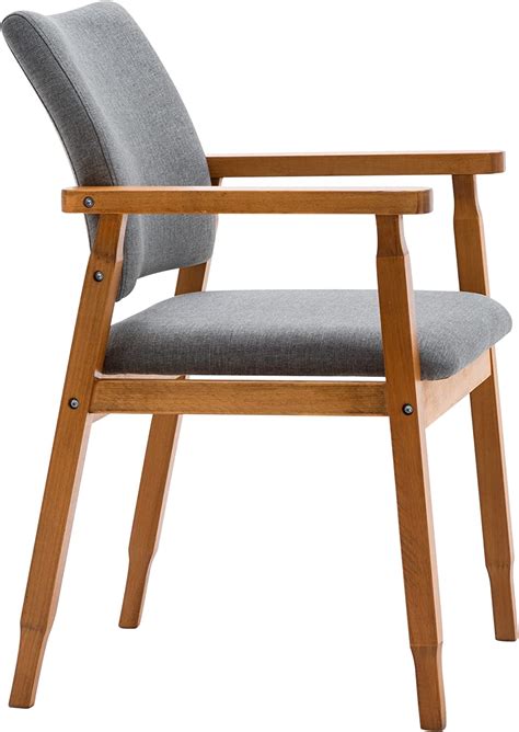 Buy Set of 2 Mid Century Modern Walnut Dining Chairs Wood Arm Grey ...