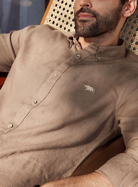 Buy Indian Khaki Shirt | Casual Khaki Chambray Shirts for Men Online ...
