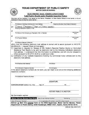 Electronic Mail Vertification Form - Dps Texas - Fill and Sign ...
