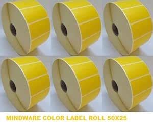 Mindware Yellow Color 50 x 25 mm Barcode Label/Stickers Chromo 1 Inch ...
