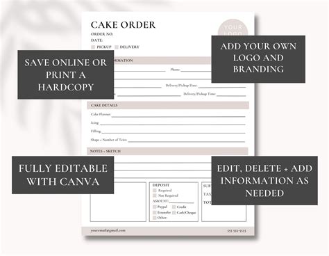 Bakery Order Form 的图像结果