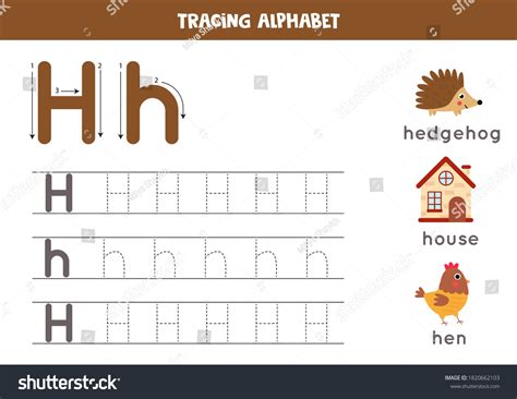 Letter H Alphabet Tracing Worksheet With Animal Illustration ...