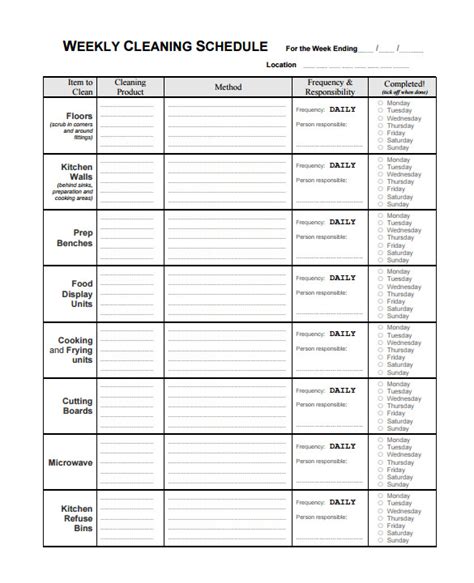 46+ Cleaning Schedule Templates - PDF, DOC, Xls | Free & Premium Templates