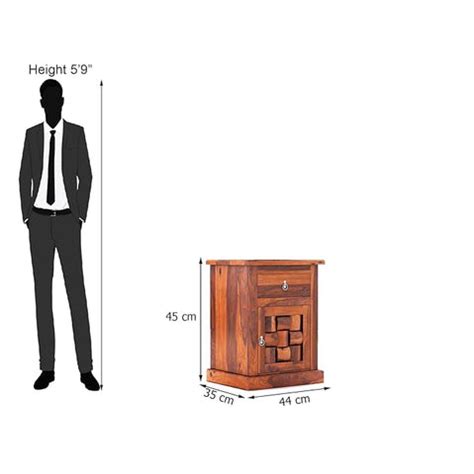 MoonWooden Wooden Bedside Table for Bedroom | Wooden Nightstand Lamp T