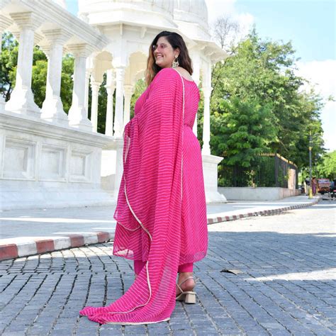 Buy Jaipur Pink Mothra Georgette Aline Kali Suit Set | Meera Plus Size