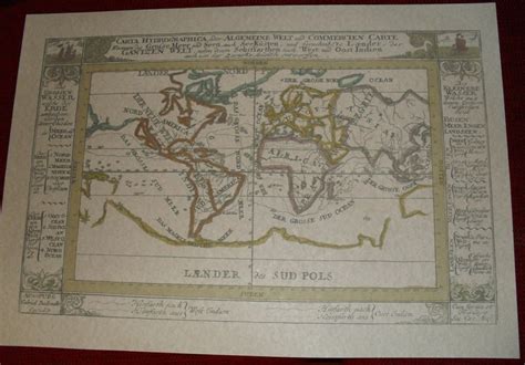 Buy Replica 1716 German World Map Showing Shipping Routes to the East ...