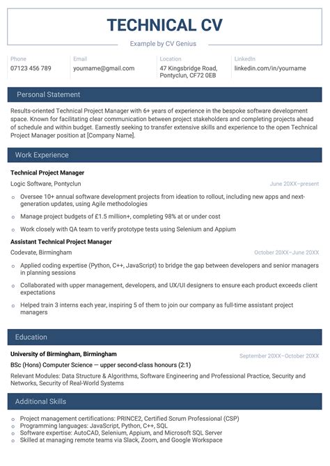 Technical CV - Example, Template, & 10+ Skills to List