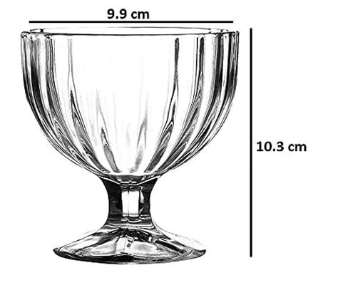 Uniglass Ice Cream Glass Bowls Set, 270ml, Set of 6, Transparent ...
