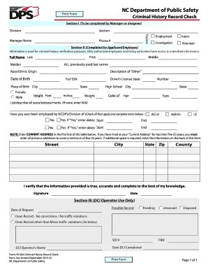 NC Criminal History Record Check Form - Blank Fillable Template | Fill ...