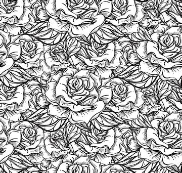 Hand drawn wedding rose seamless pattern | Premium Vector