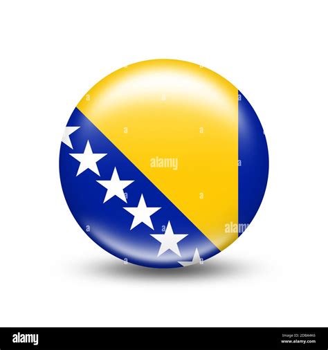Bosnia and Hercegovina country flag in sphere with white shadow ...