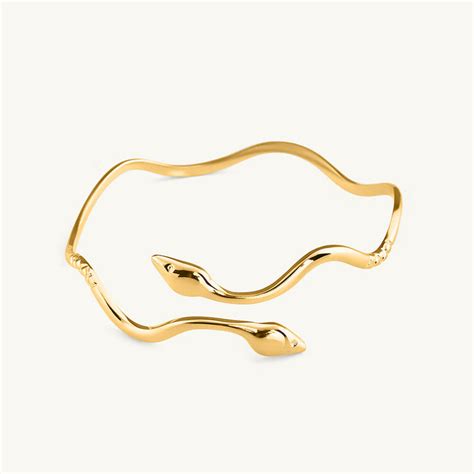 Shop Minimal Ripple Snake Gold Bracelet for Women - PALMONAS