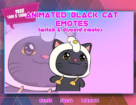 Animated Black Cat Chibi Twitch/discord Emotes Pack (PNG Digital File ...