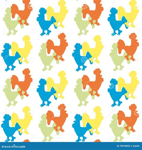 The Pattern of Silhouettes of Roosters. Stock Vector - Illustration of sign, simplicity: 79970895