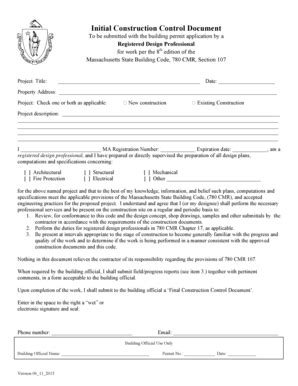 Fillable Online lexingtonma Initial Construction Control Document ...
