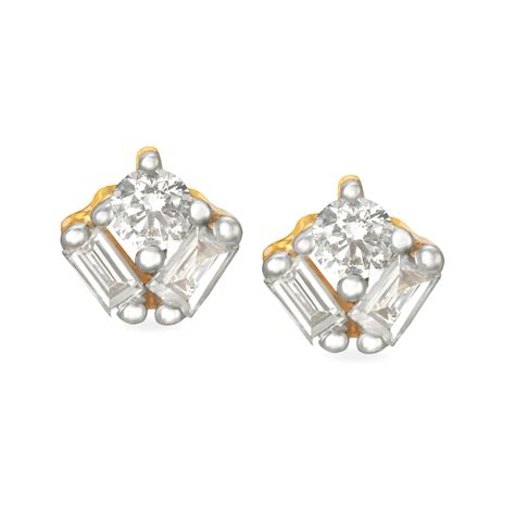 Contemporary 18 Karat Yellow Gold And Diamond Studs