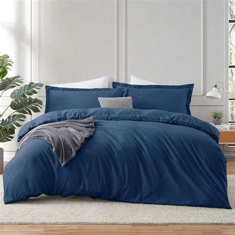 Amazon.com: Hearth & Harbor Navy Blue Duvet Cover Twin Size - 2 Piece ...