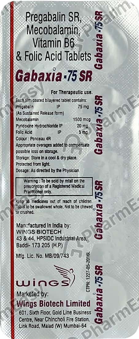 Buy Gabaxia Sr 75mg Strip Of 10 Tablets Online at Flat 15% OFF | PharmEasy