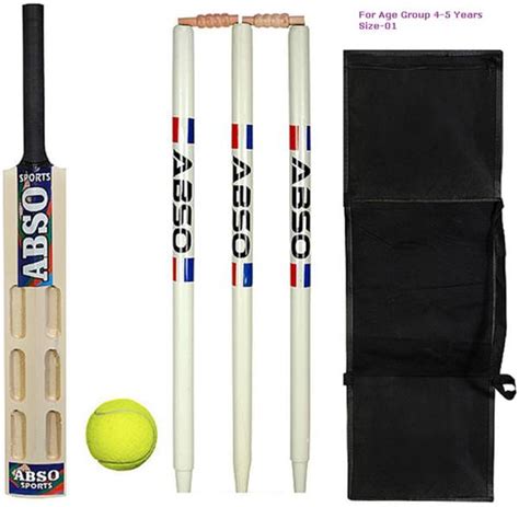 abso Poplar Willow Tennis Cricket Kit with 6 Scoop Bat Size 1 No Age ...