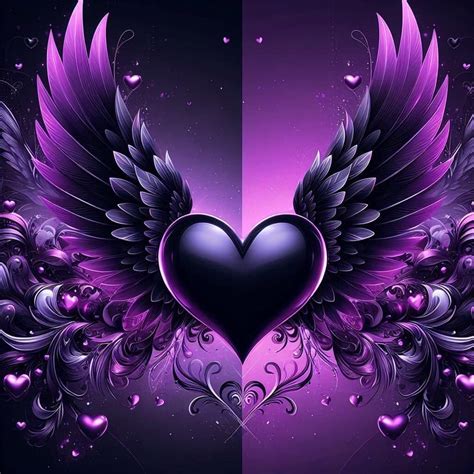 Purple Heart with Wings Wall Art