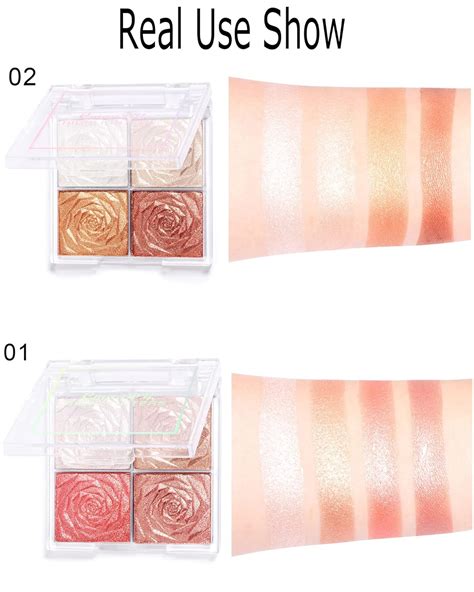 Buy Rose Highlighter Makeup, Blush and Highlighter Duo, 4 Shades 3D ...