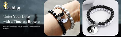 Fashion Frill Couple Bracelets Black & White Onyx Stretchable Wrist ...
