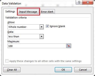 Image result for Data Validation Input Message