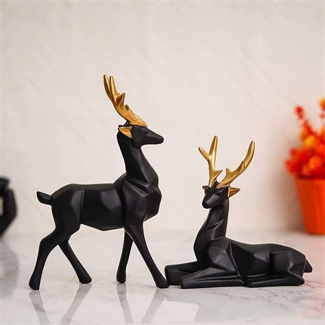 Arrakasta Crafts Resin Black Deer/Hiran Showpiece for Home & Office ...