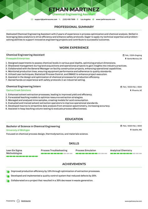 10+ Chemical Engineering Intern Resume Samples & Templates for 2025