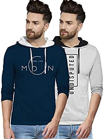 Buy BULLMER Mens Regular Fit Cotton Hooded Casual Tshirts - Multicolor ...
