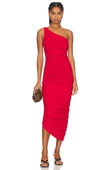 Susana Monaco One Shoulder Gathered Dress in Perfect Red | REVOLVE