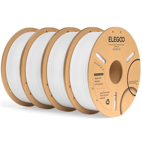 ELEGOO PLA+ Filament 1.75mm White 4KG, PLA Plus Tougher and Stronger 3D ...