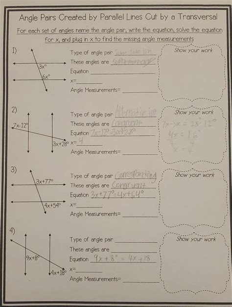 Parallel Lines Cut by a Transversal 7th Grade 的图像结果