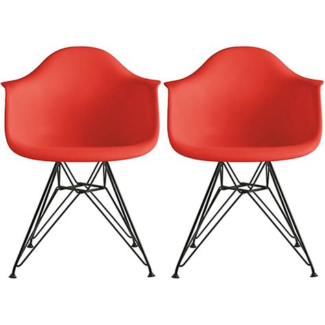 Buy Homelala Set of 2 Bright Red Mid Century Modern Industrial Plastic ...