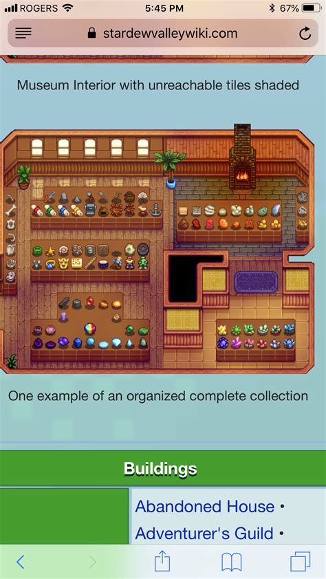 Museum Organization in Stardew Valley