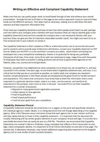 Image result for Capability Statement Samples