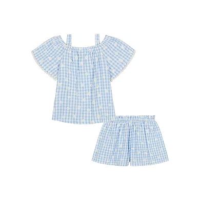 Girls 4-6 Kids Headquarters 2-pc. Daisy Gingham Seersucker Top & Shorts Set