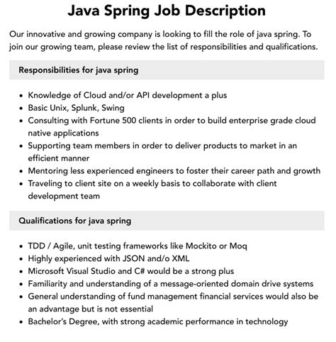 Image result for Java Spring Boot Job Description