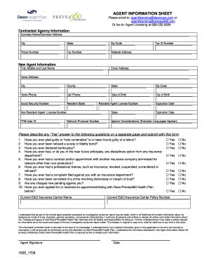 Fillable Online AGENCY INFORMATION SHEET (for potential a gencies) Fax ...