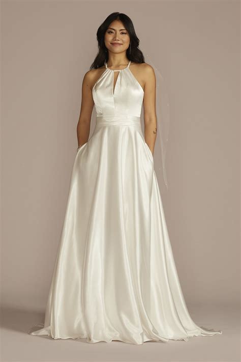 Halter Neck Satin Wedding Dress