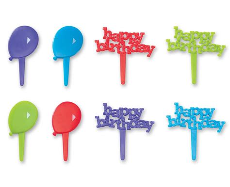 DecoPac Happy Birthday & Balloons DecoPic Cupcake Picks (12 Count ...