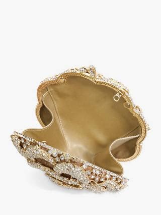 Dune London BLING Floral Diamante Embellished Clutch Bag, Gold