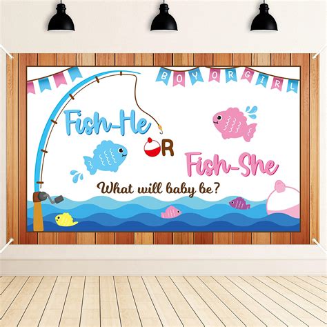 Buy Gone Fishing Gender Reveal Photo Backdrop,Fish She or Fish He ...