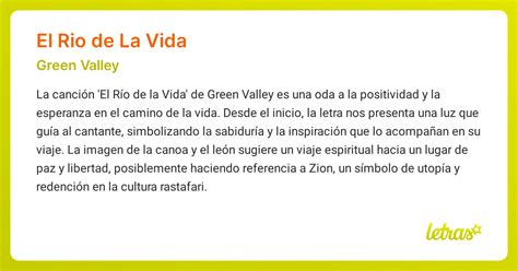 Significado de la canción EL RIO DE LA VIDA (Green Valley) - LETRAS.COM