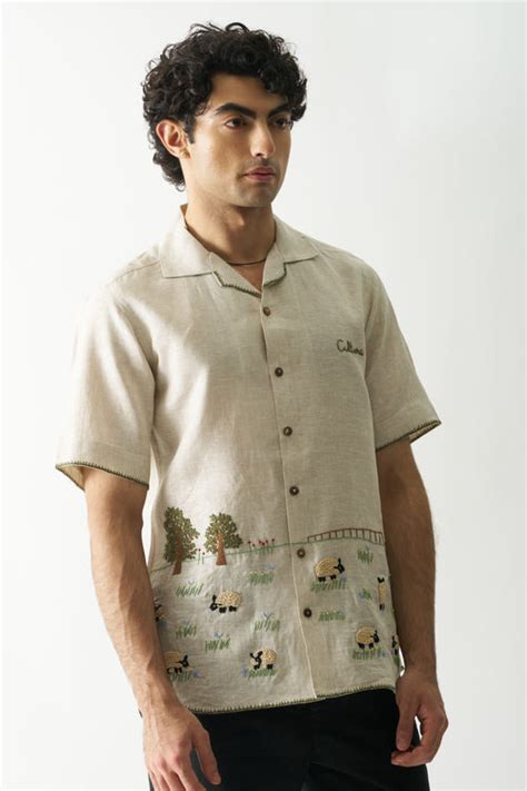 LAZY SHEEP - HAND EMBROIDERED UNISEX PURE LINEN SHIRT – Houseofcultura