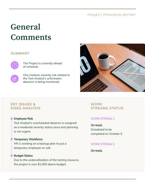 Image result for Project Progress Report Example