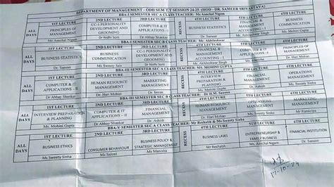 LPCPS | Lucknow Public College of Professional Studies | Time Table